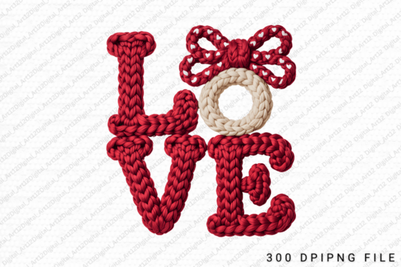 Embroidery Love Knitted Text PNG Design Review