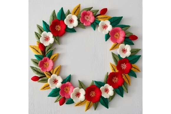 Floral Background with Embroidery Wreath Review