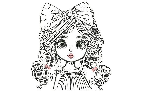 Kawaii Girl Line Art Embroidery Design Review