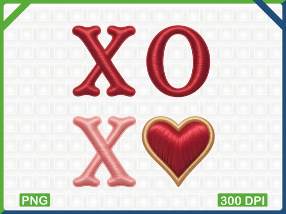 XO Valentine Satin Embroidery Style PNG Review
